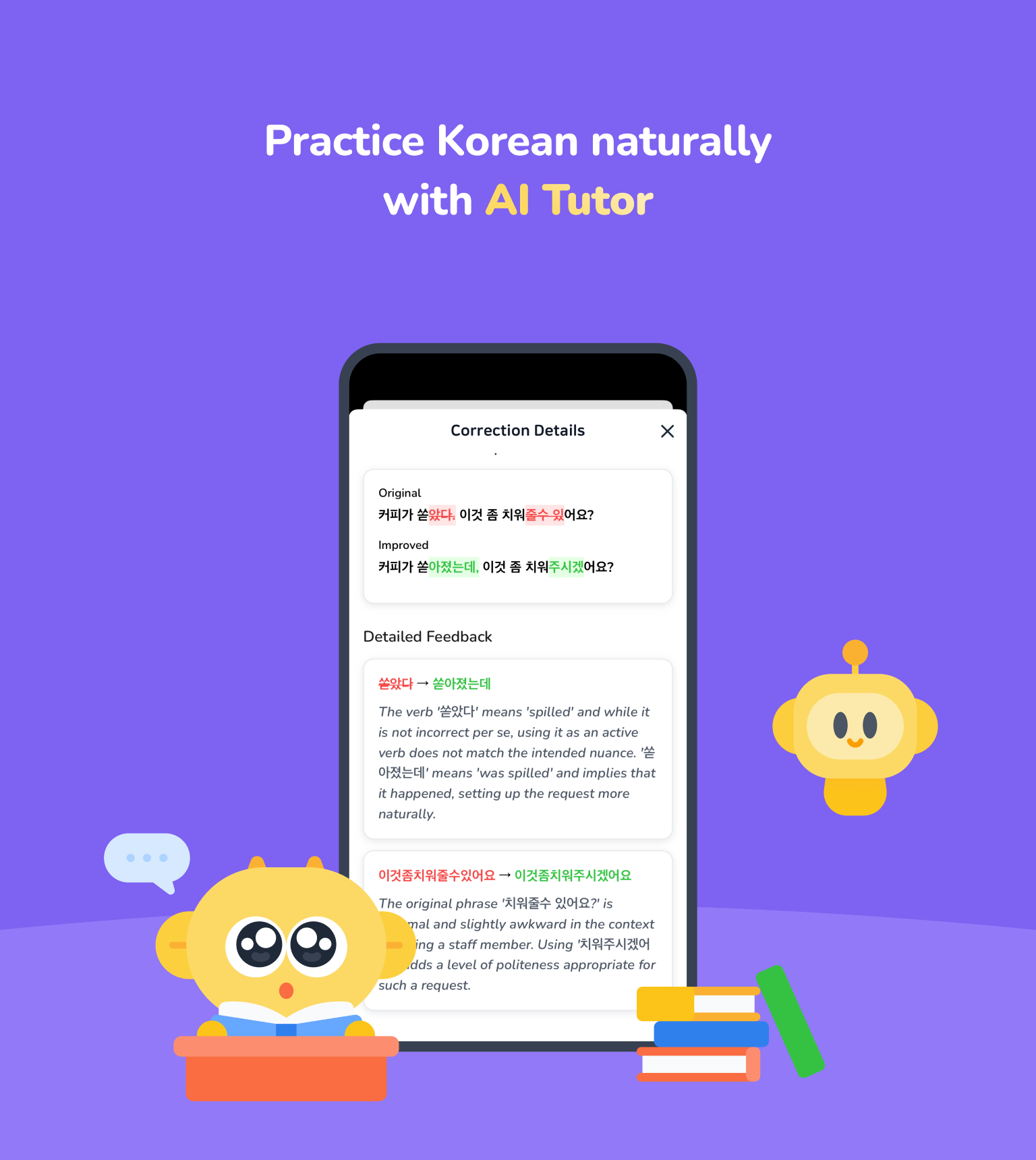 Practice Korean naturally with AI Tutor
